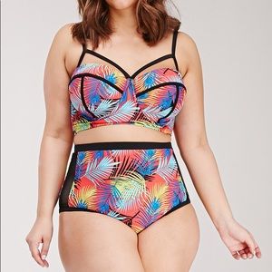 Forever 21 + Botanical Print Mesh-paneled Bikini